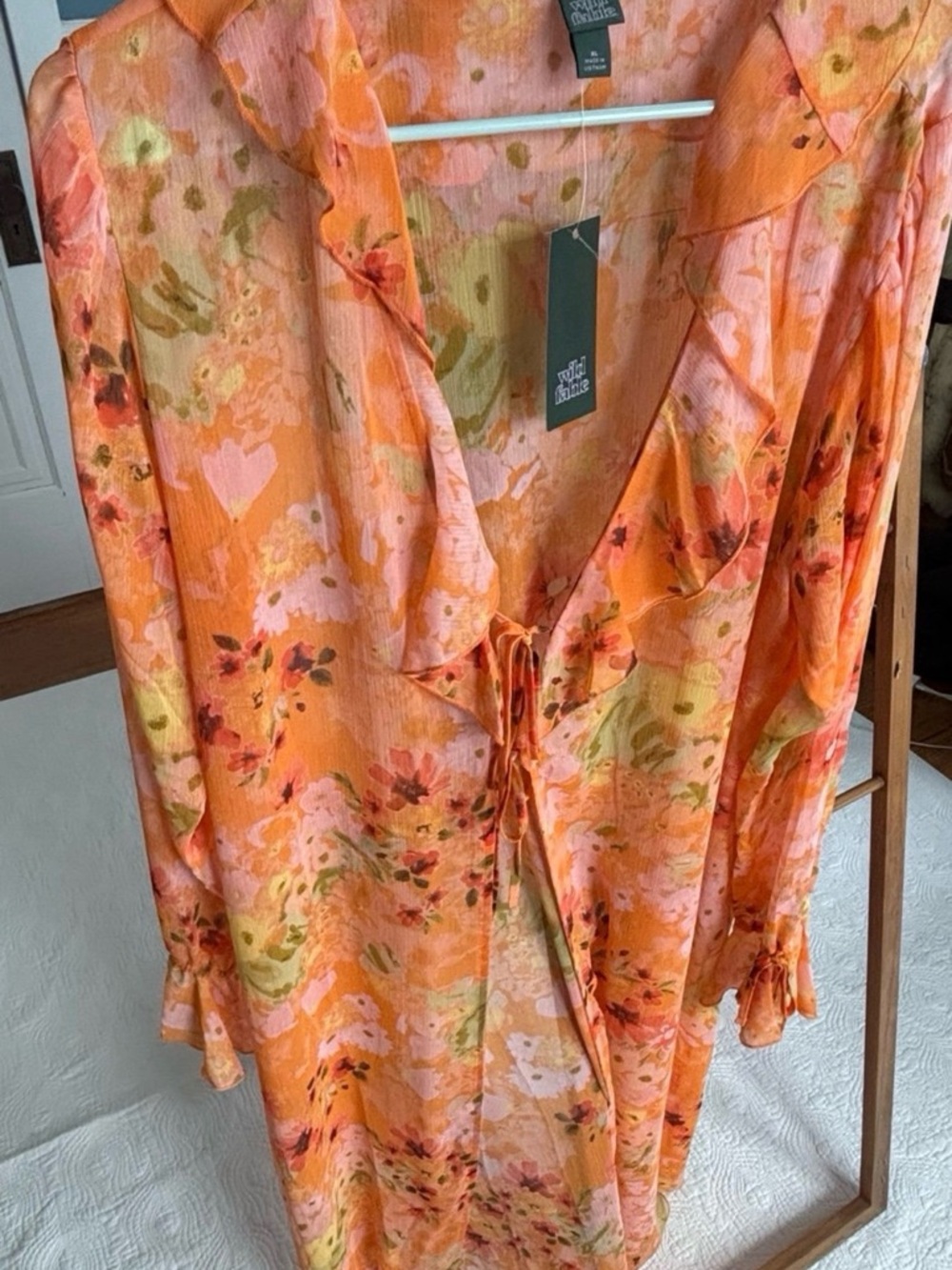 ๐ Wild Fable Orange Floral Ruffle Cover-Up XL ๐ - Picture 14 of 14